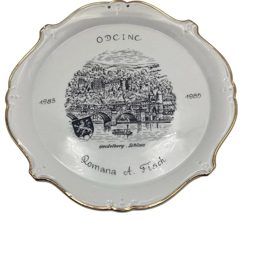 Heidelberg‎ Schloss Decorative Collector Plate Gold Trim Scalloped Edge